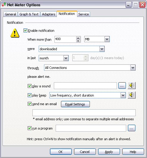 Net Meter Notification Options