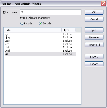 Include/Exclude Filters