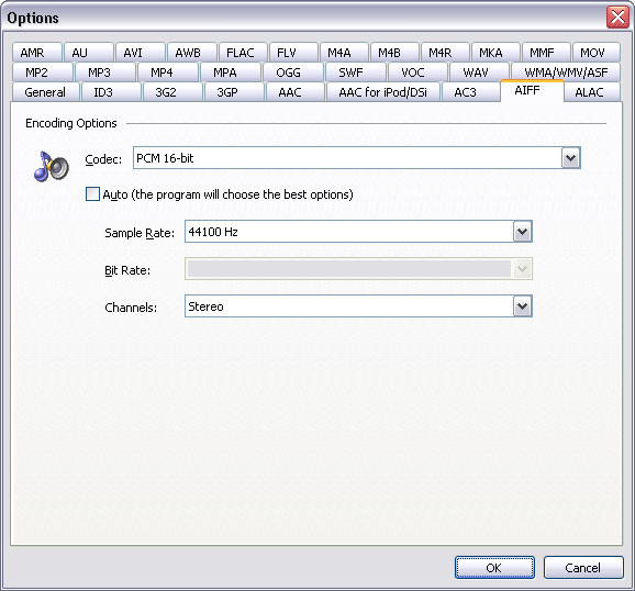 AIFF Options