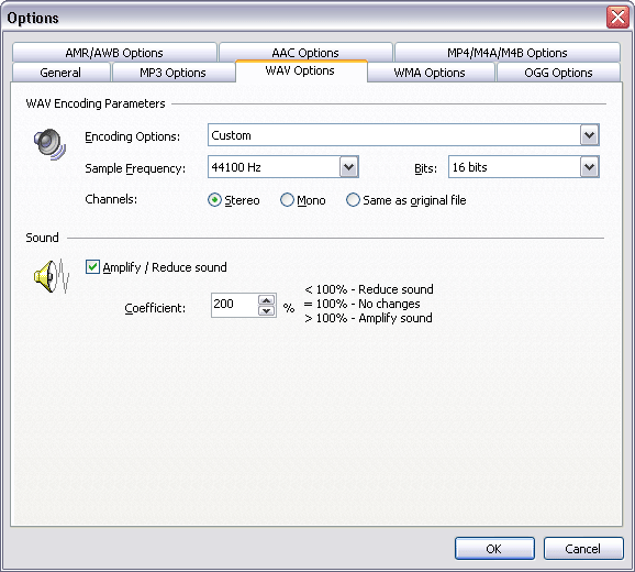 WAV Options
