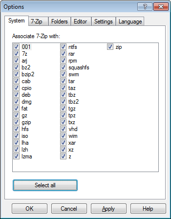 Associate RAR to 7-Zip