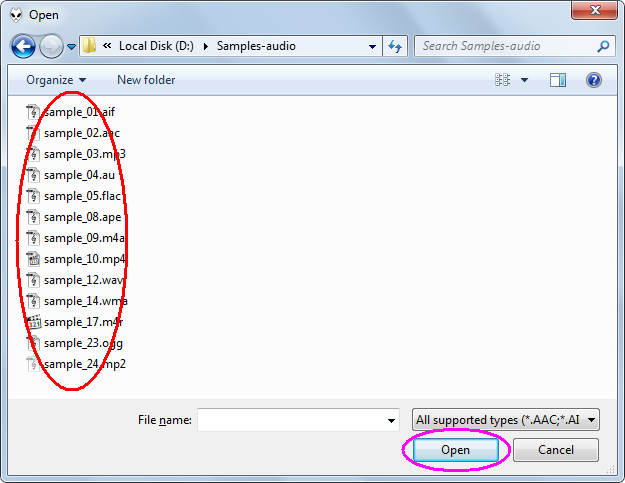 Choose AIFF files