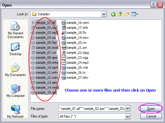 Choose one or more DTS files