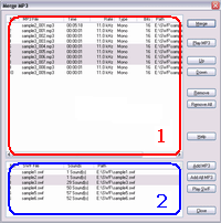 Merge MP3 Window Overview